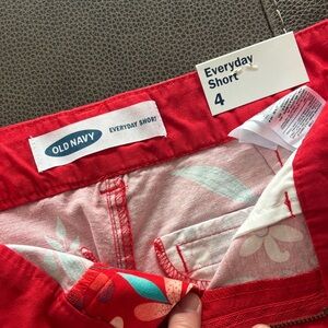 Old Navy Bright Red Floral-Lined Shorts